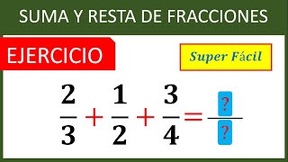 Suma de 3 fracciones heterogéneas diferente denominador  Ejercicio Resuelto [upl. by Siramad]