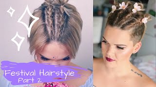 SUPER CUTE AND EASY FESTIVAL BRAIDS  SHORT HAIR TUTORIAL 2 [upl. by Eniloj]