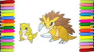 Pokemon coloring pages  Sandshrew and Sandslash [upl. by Irahcaz]