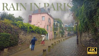 4K Romantic Rainy Walk to Montmartre Paris Unfiltered  Hidden Gems and Sights [upl. by Anrapa]