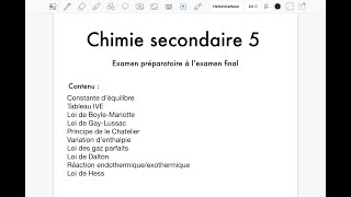 Examen préparatoire à lexamen final chimie secondaire 5 [upl. by Rodolphe]