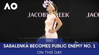 On This Day Aryna Sabalenka Makes Enemy of Crowd v Barty  Australian Open 2022 [upl. by Stesha]