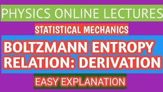 BOLTZMANN ENTROPY RELATION  DERIVATION [upl. by Nnylg424]