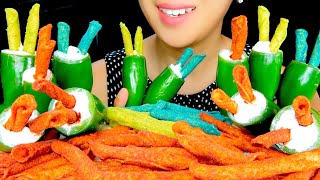 JALAPENOS WITH CREAM CHEESE AND TAKIS  TAKIS ASMR  EATING ASMR  TracyN ASMR [upl. by Kcirrej]