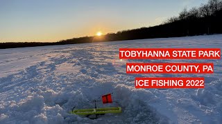 Ice Fishing Tobyhanna State Park 2022 Insane TipUp Action [upl. by Azitram]