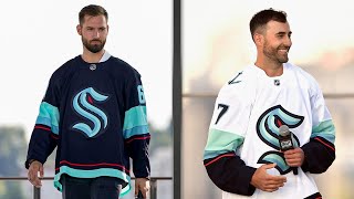 Driedger and Eberle show off Kraken jerseys [upl. by Anerom]