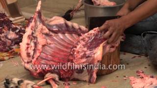 Chopping of goat meat by a butcher on the occasion of IdulZuha [upl. by Brock]