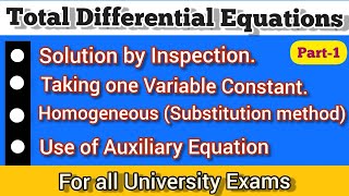 Total Differential Equations  Conditions for Integrability  Maths Analysis [upl. by Misa]