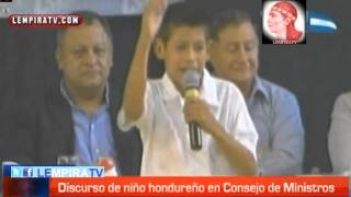 NIÑO HONDUREÑO DISCURSO EN CONSEJO DE MINISTROS [upl. by Mario233]