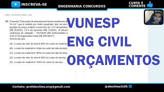 Eng Civil  Vunesp  Pref Mun de Ilhabela 2020  Orçamentos [upl. by Rashida]