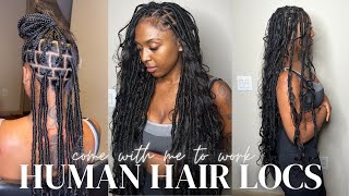 Faux locs using human hair  boho faux locs  easy method  save time [upl. by Mcgaw]