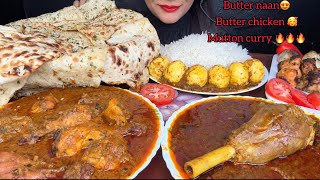 ASMR EATING BUTTER NAANBUTTER CHICKENRICEEGG CURRYMUTTON CURRY MUKBANG [upl. by Marb]