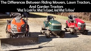 Differences Between Riding MowersLawn TractorsYard Tractors and Garden Tractors [upl. by Wieren75]