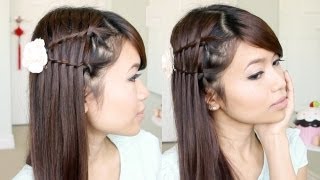 Double Waterfall Twist Hairstyle for Medium Long Hair Tutorial  Bebexo [upl. by Rosner886]