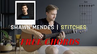 Shawn Mendes  Stitches FREE CHORDS guitar cover [upl. by Flo]