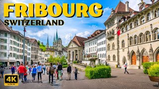 Spring in Fribourg Switzerland 🇨🇭 Walking Tour 4K [upl. by Auqinahc]