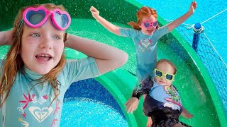 Adley amp Niko KiDS VACATiON Water Slides and Swimming all day Playing in the new Disney Kid Club [upl. by Leumek]