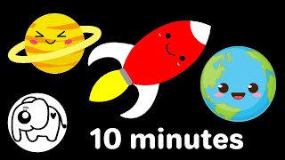 Baby Sensory Video Newborn  Happy Rocket amp Solar System  High Contrast Baby Video  Stops Crying [upl. by Larred]