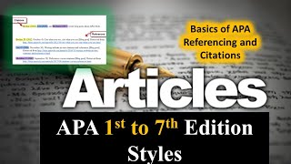 Basics of APA Citing and Referencing  Different Editions of APA  1st to 7th APA Edition [upl. by Mccomb805]