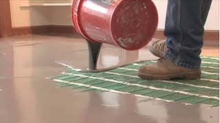 Installing Electric Floor Heating under Luxury Vinyl Tile with Self Leveling Concrete [upl. by Eduj]