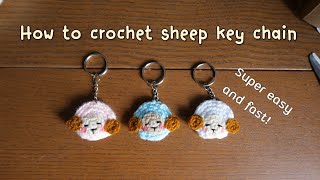 How to crochet sheep keychain ornament  step by step  free amigurumi tutorial  Droopy eye set 2 [upl. by Annaxor64]