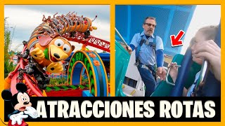 10 ATRACCIONES ROTAS FUNCIONANDO EN PARQUES DISNEY FALLOS DISNEY [upl. by Kalvn66]