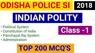 ODISHA POLICE SI  odisha police si previous year question paper INDIAN POLITY FOR ODISHA POLICE SI [upl. by Phi155]