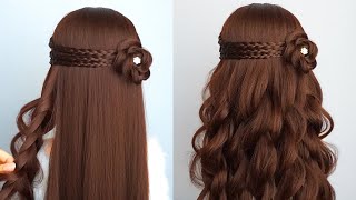 Easy And Unique Hairstyle For Wedding And Prom  Waterfall Braid Half Up Half Down [upl. by Hammerskjold]