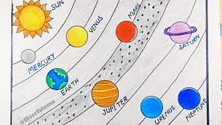 Solar System Drawing How to Draw Solar System Solar System Planets Drawing Solar System [upl. by Angadresma]