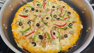 Pizza Recipe Without Oven پتیلے والا پیزا  Homemade Pizza Dough Recipe  Chicken Pizza Recipe [upl. by Llenrad]