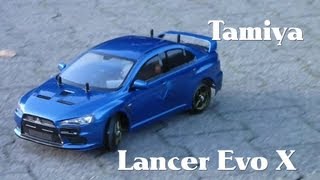 Tamiya  Mitsusbishi Lancer Evo X  110 DF03 Ra drift sliding [upl. by Nnahaid115]