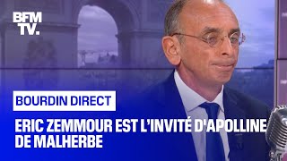 Eric Zemmour face à Apolline de Malherbe en direct [upl. by Einnol]