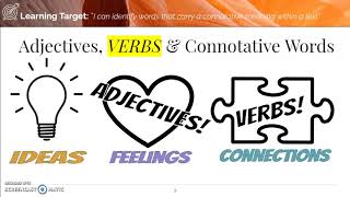 Identifying Connotative Words adjectives amp verbs [upl. by Shandie]