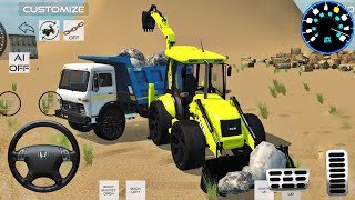 Drive JCB And Unloading Stone From Dumper Truck In Game💥 jcb tractor truck driving gaming [upl. by Eicnan]