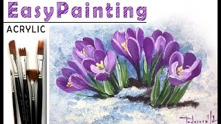 quotCrocusquot How to paint flowers 🎨ACRYLIC tutorial for beginners [upl. by Kin]