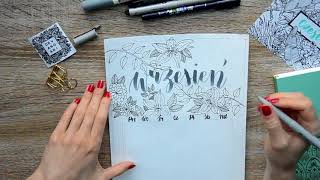 Planner miesiąca do druku wklejka do Bullet Journal  wrzesień 2017  Speed drawing [upl. by Aliuqa338]