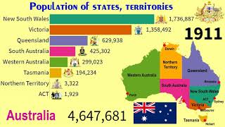 Population of StatesTerritories of Australia from independence 01JAN1901 TOP 10 Channel [upl. by Hsot]