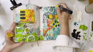 Creating a vibrant art journal page—Journal with me process video [upl. by Maura101]