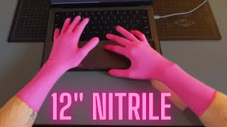 12quot Long Pink Halyard Nitrile Gloves  POV Video [upl. by Libbie]