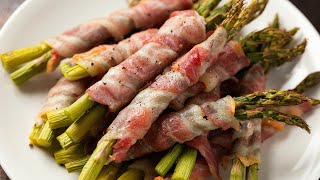 Bacon Wrapped Asparagus in oven Recipe [upl. by Aicnorev]