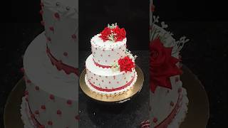 Two tier anniversary Rose design rosecake towtiercake anniversarycake anniversarycakedecoration [upl. by Shakti]