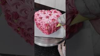 heart shape rosette cake cake decoration💗 heartcakedecorating shorts youtubeshorts trending [upl. by Jacquelin]