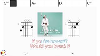 BILLIE EILISH Idontwannabeyouanymore FCN GUITAR CHORDS amp LYRICS [upl. by Dorine]