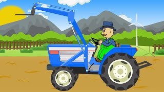 Blue Tractor with Front Loader and Planting Potatoes  Animated Farm for Children [upl. by Edna]