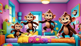 Five Little Monkeys  Colorful Counting Song for Kids  Nursery Rhymes amp Kids Songs [upl. by Jevon491]