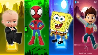 Boss Baby 🆚 Spidey 🆚 SpongeBob 🆚 PawPatrol  Tiles Hop EDM Rush🎶 Who Is Best [upl. by Notlef]