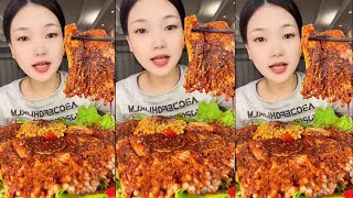 Eat Spicy Enoki Mushroom Explosion Chewing Sound  YUANYUAN ASMR [upl. by Shiff272]