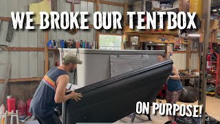 Repairing our hard shell Roof Top Tent overlanding tentbox headliner offroad [upl. by Ycak877]