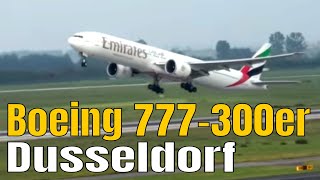 Boeing 777300er Take Off from Dusseldorf Airport [upl. by Athallia]