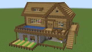 Minecraft  How to build a Oak Starter House with Pool [upl. by Haroved]